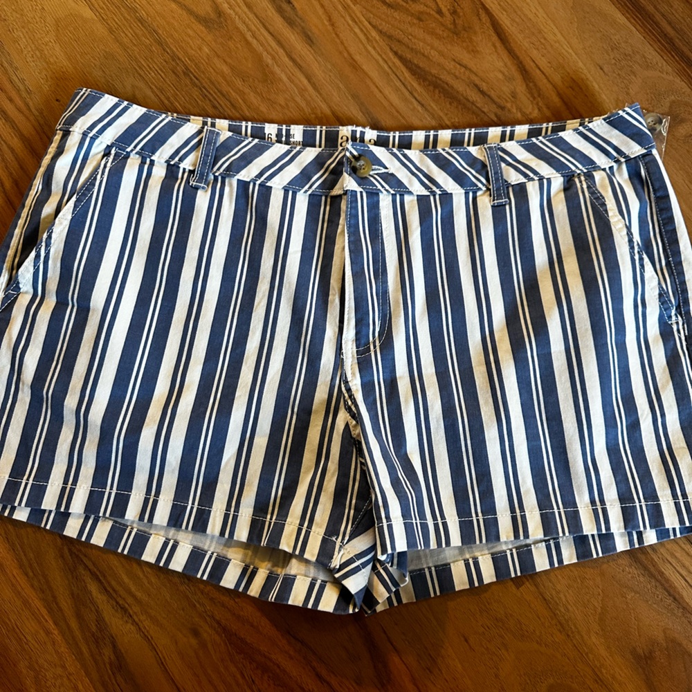 ana blue and white striped twill shorts. Size 16